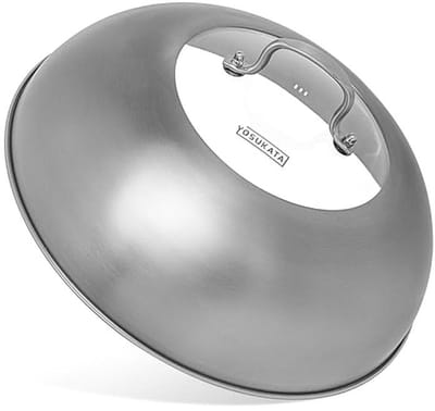RVS Wokdeksel 32,5 cm - Tempered Glass Insteek en Stoomgaten - Ergonomisch Handvat - Grill- en Bastingdeksel
