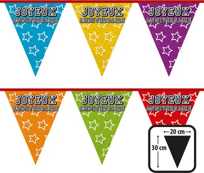 Boland - Holografische vlaggenlijn 'Joyeux Anniversaire' - Regenboog - Regenboog