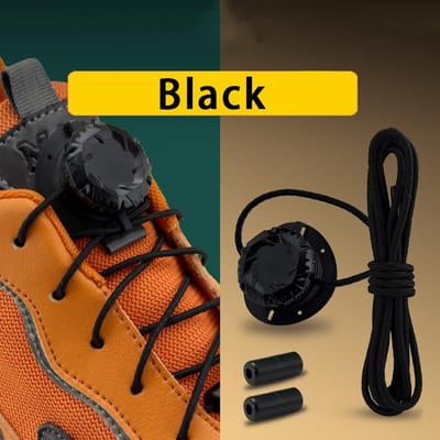 1 Paar Draaibare Gesp Veters Automatische Schoenveters Zonder Strikjes Kinderen Volwassenen Sneakers Dikke Geen Strik Schoenveters Schoenenaccessoires zwart