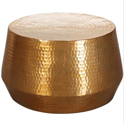 Ronde salontafel met hamerslagstructuur - Aluminium bijzettafel goud - Modern oosters design