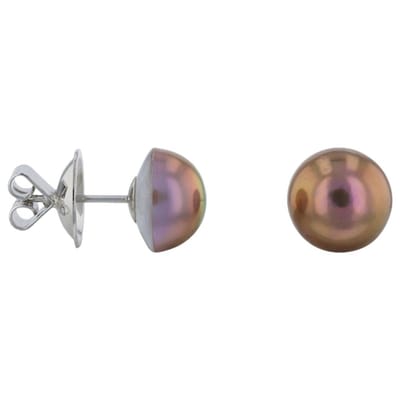 Luna-Pearls - 315.0445 - Oorbellen - Dames - 925 zilver - gerhodineerd - Mabe parel 10-11 mm
