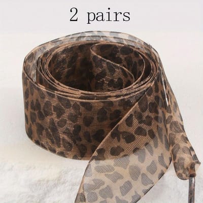 Organza veters, 1 paar en 2 paar modieuze satijnen lintveters, luipaardprint patroon lintgaren veters 100cm black