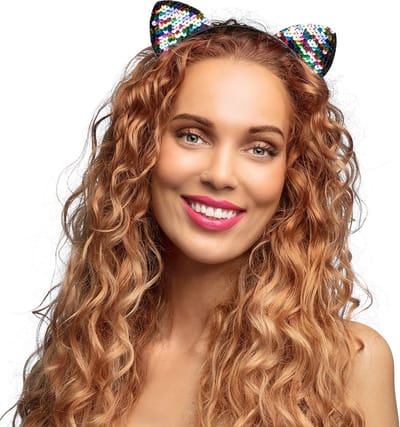 Boland - Diadeem Sequins cat regenboog Multi - - Volwassenen - Vrouwen - Dieren - Pride - Kattenoren