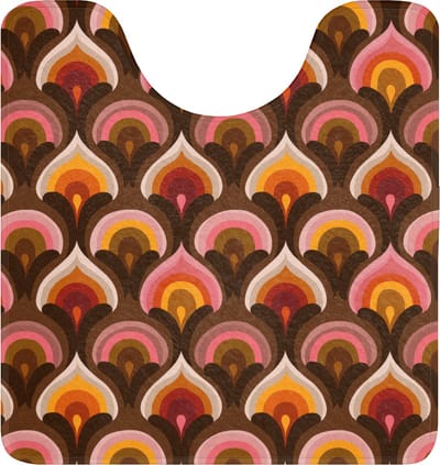 WC mat met uitsparing 55x60 cm - Antislip - Patroon - Retro - Kleurrijk - Toiletmat met uitsnijding - Vloermat - Douchemat - Toilet tapijt - Toiletmatten