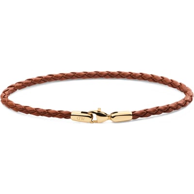 DANIEL WELLINGTON DANIEL BRAIDED DW0040174 BRUINE LEREN ARMBAND MET GOLD-PLATED SLUITING 1 STUK
