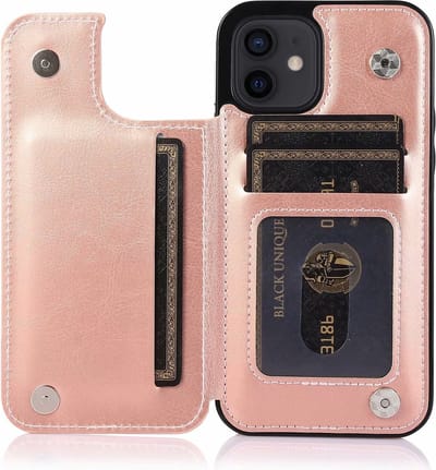Hoesje geschikt voor iPhone 13 - Backcover - Pasjeshouder - Portemonnee - Kunstleer - rose goud