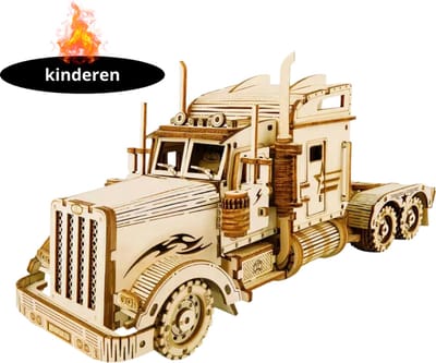 Livano Bouwpakket Hout - Kinderen - Volwassenen - Bouwpakketten Volwassenen - Boot - Houten Puzzel - 3D - Vrachtwagen