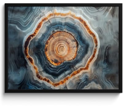 Poster in lijst - Fotolijst 80x60 cm - Posters - Cirkel - Ringen - Steen - Tinten - Posterlijst zwart - Decoratie - Wanddecoratie woonkamer - Muurdecoratie slaapkamer