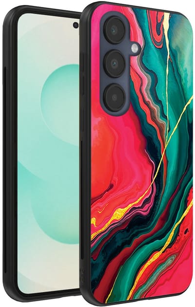 Smartphonica Telefoonhoesje Geschikt voor Samsung Galaxy S25 Plus met Rood Groen Marmer Opdruk - TPU Backcover Case Red Green Marble Design geschikt voor Samsung Galaxy S25 Plus