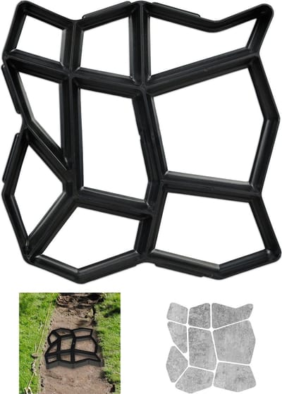 tuinpad mal - 9 vakken - voor tuintegels - cement - 4 x 42 x 42 cm - kunststof - zwart