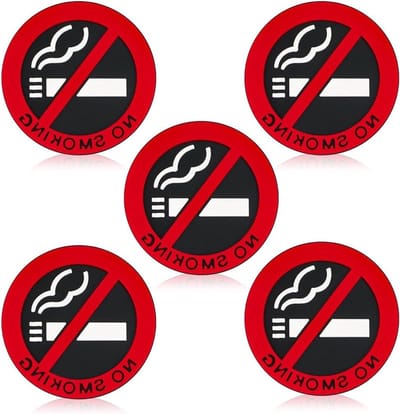 5 pieces 3D stickers "No Smoking" icon non smoking stickers for car doors and indoor and outdoor - ShopVlot