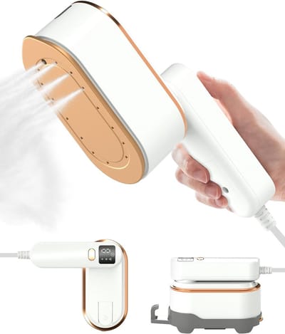carmdering - Reisstoomijzer - Handheld Stomer - Draagbare Kledingstomer - 10 Seconden Snelle Opwarming - LCD Scherm Met 3 Niveaus - Keramische Plaat - 1200 Watt Krachtig - Voor Reizen En Thuis Gebruik - 1 Stuk-wit