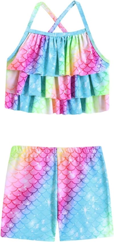 Meisjes Badpak - Tankini Set - Zwemmen Strand - Uniek Staartontwerp - 3-delig - Regenboog