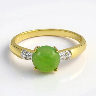 Cavill - Zilveren ring 925 Sterling verguld - Keizerlijk chrysopraas 0,73 ct & witte topaas 0,022 ct - Elegant, tijdloos design, maat 17