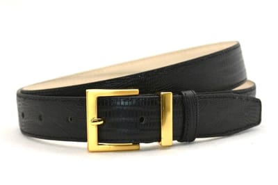 zwart lazer print riem - gouden gesp - 3 cm breed - maat 85 totale lengte 100 cm