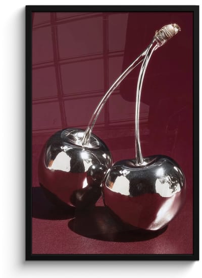 Poster in lijst - Fotolijst 60x90 cm - Posters - Kersen - Glanzend - Bordeaux - Posterlijst zwart - Decoratie - Wanddecoratie woonkamer - Muurdecoratie slaapkamer
