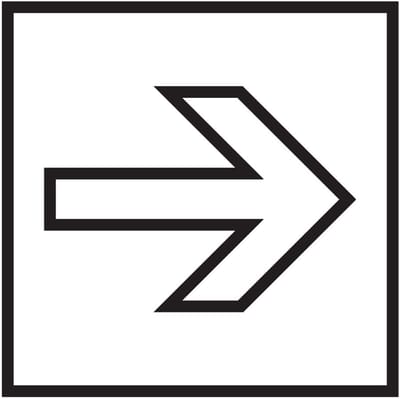 Pijl rechtdoor sticker, wit zwart 150 x 150 mm