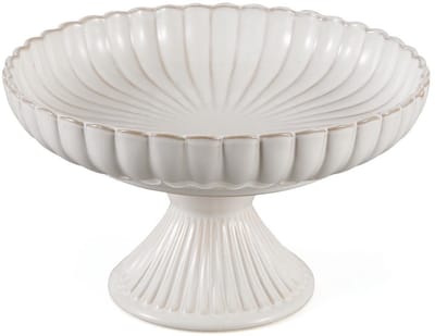 Bloomy – serveerschaal op voet – groot – bloemvormig porselein – wit – Ø28 cm, h16 cm