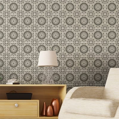 Zelfklevende tegelmuurstickers voor keuken en badkamer - 9 cementtegelstickers (AZULEJOS ENNEA) - 9 stickers 10x10cm