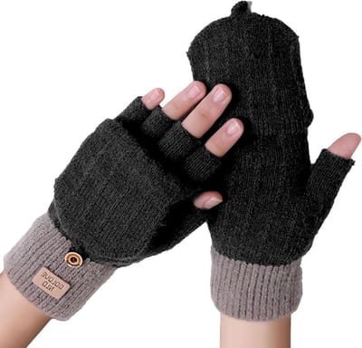 Vingerloze Handschoenen voor Mannen en Vrouwen - Zwarte Thermische Halfvinger Wantjes voor de Winter