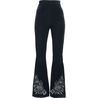Killstar - Gothic Stoffen broek - Nocturne Nights - A Devil'S Rose Flares - XS tot 4XL - voor Vrouwen - zwart