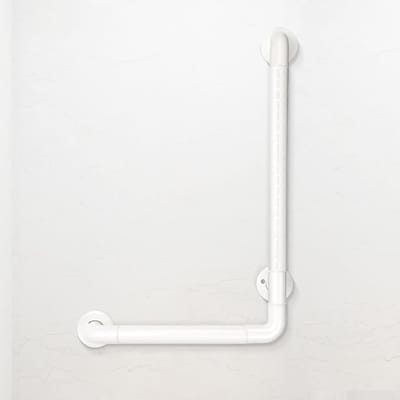 Veiligheidshandgreep L-vorm - Badkamer handgreep - Veilig douchen - Roestvrij staal - 60 x 40 cm - Wit