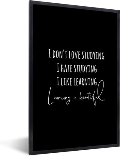 Fotolijst incl. Poster - Quote - Leren - Studeren - 40x60 cm - Posterlijst