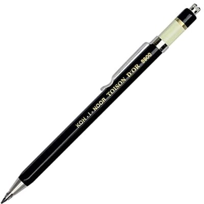 Vulpotlood van metaal zwart - 2 mm HB-vulling en geïntegreerde puntenslijper