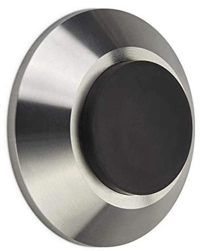 Moderne deurstopper van massief roestvrij staal Ø 60 mm met rubberen buffer