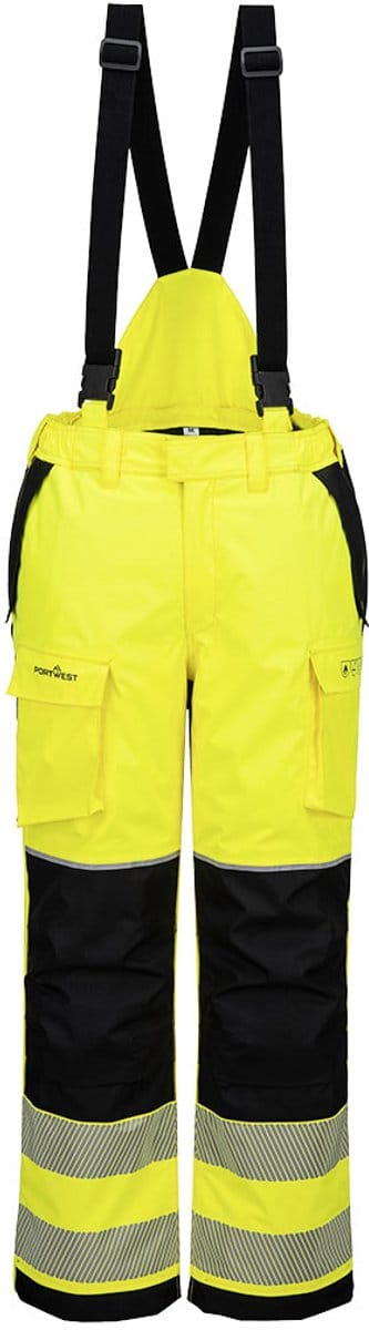 Portwest PW3 Vlamvertragende Modaflame Regen Hi-Vis winterbroek FR426 - Geel/Zwart - L