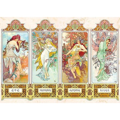 Peinture diamant thème Mucha, broderie complète 5D, point de croix, à faire soi-même 20X30CM beige