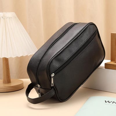 Waterdichte reistas voor toiletartikelen voor heren, PVC-lycheepatroon, cosmetische tas, draagbare make-up organizer, herenhandtassen met rits