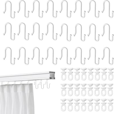 Flexibele Plastic Gordijnhaakjes - 24 Stuks voor Glijdende en Rolgordijnsystemen, Ideaal voor Badkamergebruik en Thuisdecoratie