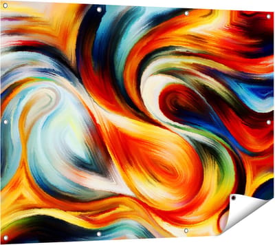Gards Tuinposter Abstracte Kunst van Kleurrijke Verf - 120x90 cm - Tuindoek - Tuindecoratie - Wanddecoratie buiten - Tuinschilderij