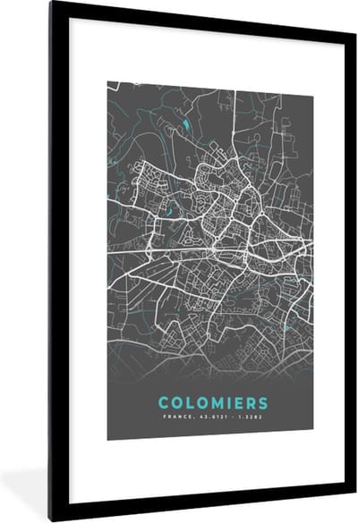 Fotolijst incl. Poster - Colomiers - Frankrijk - Stadskaart - Kaart - Plattegrond - 60x90 cm - Posterlijst