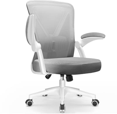 Elekiatech Ergonomische Bureaustoel - Bureaustoel - Opklapbare Armleuningen - Bureaustoelen voor Volwassenen - 150 Kg - Grijs