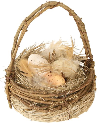 Paasmandje met kwarteleitjes kunsteimandje wijnranken Ø12cm 2 st., 2 S