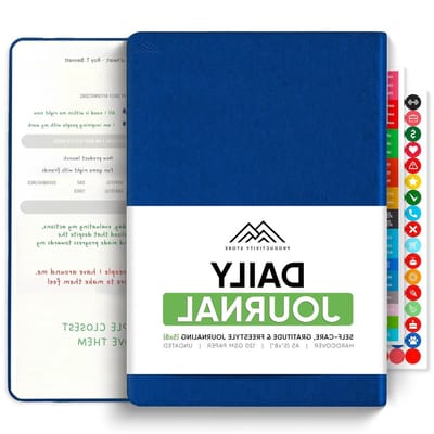 Productiviteits Journal - Dankbaarheidsdagboek Zelfzorg - Mentale Gezondheid Verbeteren - A5 Formaat - 1 stuk - Blauw
