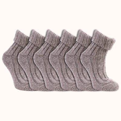 Wollen sokken | Omslag sokken | Alpacawol | Kleur: Bruin | 6 paar