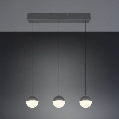 Reality Leuchten LED hanglamp Senta, antraciet, lengte 62 cm, 3.000 K 3-lamps.
