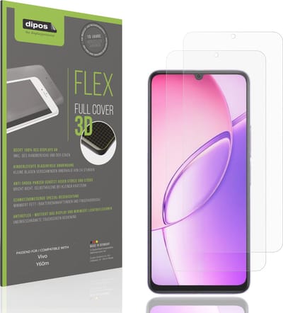 dipos FLEX – 2x Matte Screenprotector geschikt voor Vivo Y60m | Volledige Schermbescherming | Case-Friendly