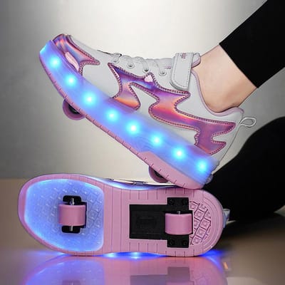 Wegren Schoenen Meisjes Roller Skating Jongens Burst Schoenen Studenten Onzichtbare Skates Onzichtbare Meisjes Schoenen op Wieltjes 35 white