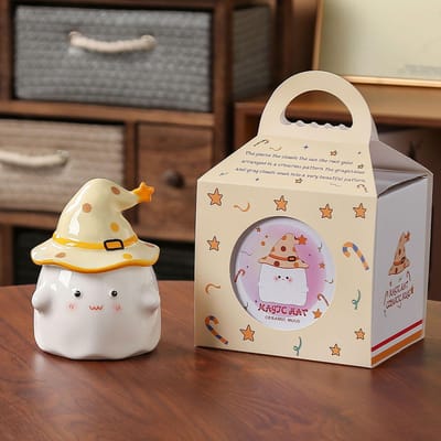 Mok van hoge waarde, schattige waterbeker met deksel, souvenir, meisje, creatief verjaardagscadeau, cartoon spook, keramische beker 380ml