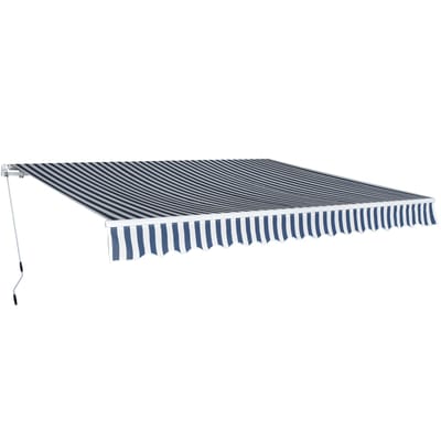 vidaXL - Luifel - handmatig - uittrekbaar - 400 - cm - blauw/wit