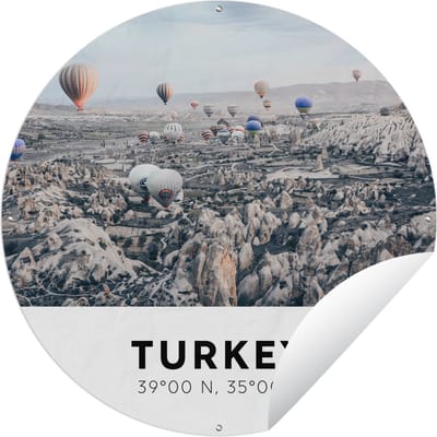Tuincirkel Turkije - Luchtballon - Cappadocië - Ballon - 60x60 cm - Ronde Tuinposter - Buiten