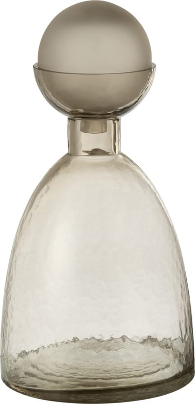 J-Line vaas Fles + Dop Yara - glas - grijs - medium - Ø 18 cm