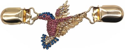 Fako Bijoux® - Vestsluiting - Vestclip - Sjaalspeld - Vestklem - IJsvogel Strass - Goudkleurig
