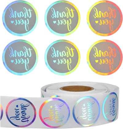 1000 Stuks Holografische Bedankstickers - Ronde Zelfklevende Labels voor Verpakking, Bakken en Cadeautassen