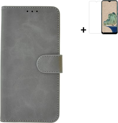 MoDo hoesje Geschikt voor Nokia G11/ G21 - Kunstleer Book Case - Grijs hoesje met screenprotector