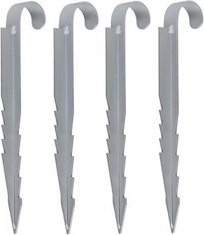 Trampoline Stakes - Grondankers Bevestigingsankers - Buitenuitrusting Beveiligen - Stevige Grondverankering - 36 x 16 x 0.1 cm - Zilver